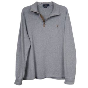 Men's L polo Ralph Lauren estate rib grey 1/4 zip sweatshirt